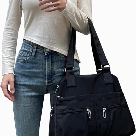 Waterproof Nylon Tote Bag Women Lightweight Travel Office Shoulder Purse - Picture 7 of 7